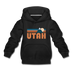 Utah Youth Hoodie - Retro Mountain Youth Utah Hooded Sweatshirt - black