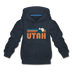 Utah Youth Hoodie - Retro Mountain Youth Utah Hooded Sweatshirt - navy