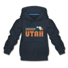 Utah Youth Hoodie - Retro Mountain Youth Utah Hooded Sweatshirt - navy