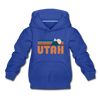 Utah Youth Hoodie - Retro Mountain Youth Utah Hooded Sweatshirt - royal blue