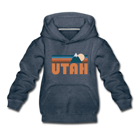 Utah Youth Hoodie - Retro Mountain Youth Utah Hooded Sweatshirt