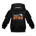 Utah Youth Hoodie - Retro Mountain Youth Utah Hooded Sweatshirt - charcoal gray