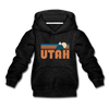 Utah Youth Hoodie - Retro Mountain Youth Utah Hooded Sweatshirt - charcoal gray