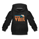 Vail, Colorado Youth Hoodie - Retro Mountain Youth Vail Hooded Sweatshirt - black