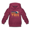 Vail, Colorado Youth Hoodie - Retro Mountain Youth Vail Hooded Sweatshirt - burgundy
