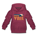 Vail, Colorado Youth Hoodie - Retro Mountain Youth Vail Hooded Sweatshirt - burgundy