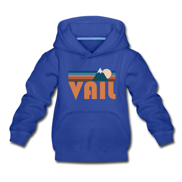 Vail, Colorado Youth Hoodie - Retro Mountain Youth Vail Hooded Sweatshirt - royal blue
