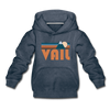 Vail, Colorado Youth Hoodie - Retro Mountain Youth Vail Hooded Sweatshirt - heather denim