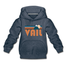 Vail, Colorado Youth Hoodie - Retro Mountain Youth Vail Hooded Sweatshirt - heather denim