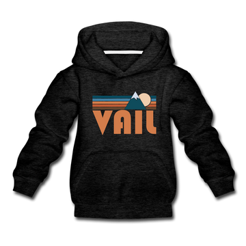 Vail, Colorado Youth Hoodie - Retro Mountain Youth Vail Hooded Sweatshirt - charcoal gray