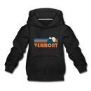 Vermont Youth Hoodie - Retro Mountain Youth Vermont Hooded Sweatshirt - black