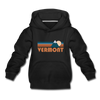 Vermont Youth Hoodie - Retro Mountain Youth Vermont Hooded Sweatshirt - black