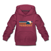 Vermont Youth Hoodie - Retro Mountain Youth Vermont Hooded Sweatshirt - burgundy