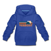 Vermont Youth Hoodie - Retro Mountain Youth Vermont Hooded Sweatshirt - royal blue