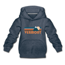 Vermont Youth Hoodie - Retro Mountain Youth Vermont Hooded Sweatshirt - heather denim