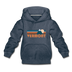 Vermont Youth Hoodie - Retro Mountain Youth Vermont Hooded Sweatshirt - heather denim