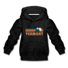 Vermont Youth Hoodie - Retro Mountain Youth Vermont Hooded Sweatshirt - charcoal gray