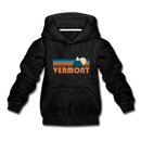 Vermont Youth Hoodie - Retro Mountain Youth Vermont Hooded Sweatshirt - charcoal gray