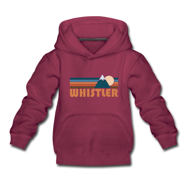 Whistler, Canada Youth Hoodie - Retro Mountain Youth Whistler Hooded Sweatshirt - burgundy