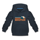 Whistler, Canada Youth Hoodie - Retro Mountain Youth Whistler Hooded Sweatshirt - navy