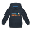 Whistler, Canada Youth Hoodie - Retro Mountain Youth Whistler Hooded Sweatshirt - navy