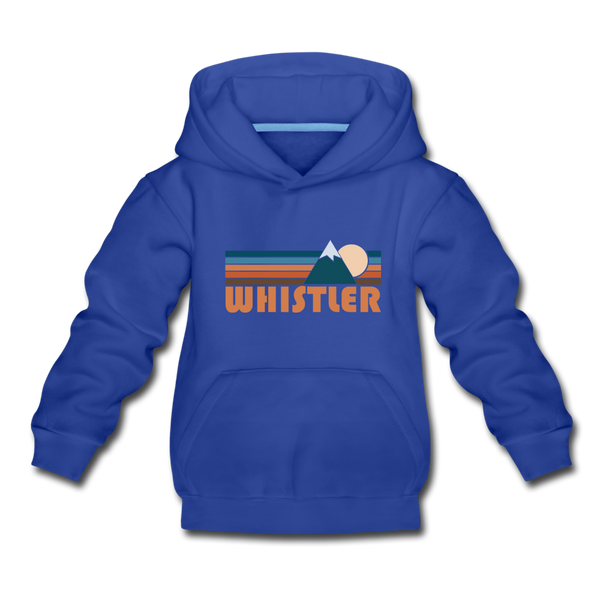 Whistler, Canada Youth Hoodie - Retro Mountain Youth Whistler Hooded Sweatshirt - royal blue