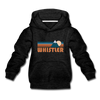 Whistler, Canada Youth Hoodie - Retro Mountain Youth Whistler Hooded Sweatshirt - charcoal gray