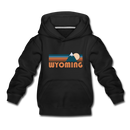 Wyoming Youth Hoodie - Retro Mountain Youth Wyoming Hooded Sweatshirt - black