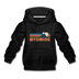 Wyoming Youth Hoodie - Retro Mountain Youth Wyoming Hooded Sweatshirt - charcoal gray