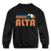 Alta, Utah Youth Sweatshirt - Retro Mountain Youth Alta Crewneck Sweatshirt - black