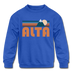 Alta, Utah Youth Sweatshirt - Retro Mountain Youth Alta Crewneck Sweatshirt - royal blue