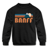 Banff, Canada Youth Sweatshirt - Retro Mountain Youth Banff Crewneck Sweatshirt - black
