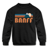 Banff, Canada Youth Sweatshirt - Retro Mountain Youth Banff Crewneck Sweatshirt