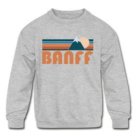 Banff, Canada Youth Sweatshirt - Retro Mountain Youth Banff Crewneck Sweatshirt
