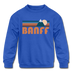 Banff, Canada Youth Sweatshirt - Retro Mountain Youth Banff Crewneck Sweatshirt - royal blue