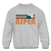 Aspen, Colorado Youth Sweatshirt - Retro Mountain Youth Aspen Crewneck Sweatshirt - heather gray