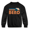 Bend, Oregon Youth Sweatshirt - Retro Mountain Youth Bend Crewneck Sweatshirt - black