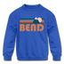 Bend, Oregon Youth Sweatshirt - Retro Mountain Youth Bend Crewneck Sweatshirt - royal blue