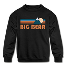Big Bear, California Youth Sweatshirt - Retro Mountain Youth Big Bear Crewneck Sweatshirt - black