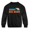Big Bear, California Youth Sweatshirt - Retro Mountain Youth Big Bear Crewneck Sweatshirt - black