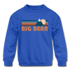 Big Bear, California Youth Sweatshirt - Retro Mountain Youth Big Bear Crewneck Sweatshirt - royal blue