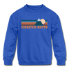 Crested Butte, Colorado Youth Sweatshirt - Retro Mountain Youth Crested Butte Crewneck Sweatshirt - royal blue