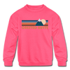 Crested Butte, Colorado Youth Sweatshirt - Retro Mountain Youth Crested Butte Crewneck Sweatshirt - neon pink