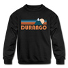 Durango, Colorado Youth Sweatshirt - Retro Mountain Youth Durango Crewneck Sweatshirt - black