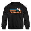 California Youth Sweatshirt - Retro Mountain Youth California Crewneck Sweatshirt - black