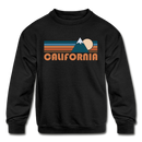California Youth Sweatshirt - Retro Mountain Youth California Crewneck Sweatshirt - black