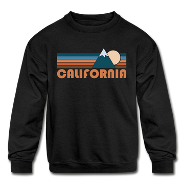 California Youth Sweatshirt - Retro Mountain Youth California Crewneck Sweatshirt - black