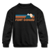 Fort Collins, Colorado Youth Sweatshirt - Retro Mountain Youth Fort Collins Crewneck Sweatshirt - black