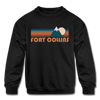 Fort Collins, Colorado Youth Sweatshirt - Retro Mountain Youth Fort Collins Crewneck Sweatshirt - black