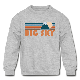 Big Sky, Montana Youth Sweatshirt - Retro Mountain Youth Big Sky Crewneck Sweatshirt